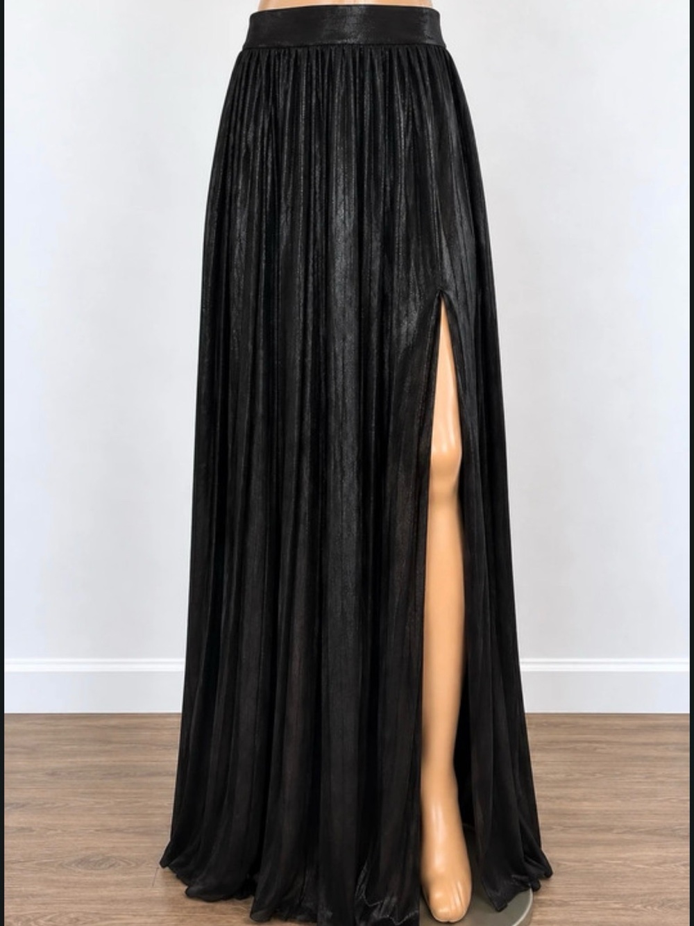 Women's Black Maxi Skirt with High Side Slit